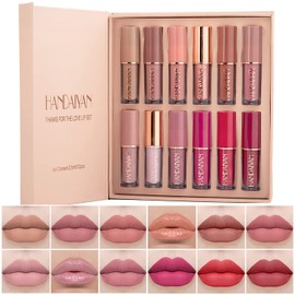 12 Piezas Lpiz Labial Kit De Brillo De Labios De Lpiz Labial Lquido Mate Kit De Regalo De Lquido Resistente Al Agua De Larga Duracin Para Cosmticos   