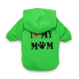 DroolingDog Dog Shirts I Love My Mom Pet Clothes Puppy T Shirt for Small Dogs Small Green