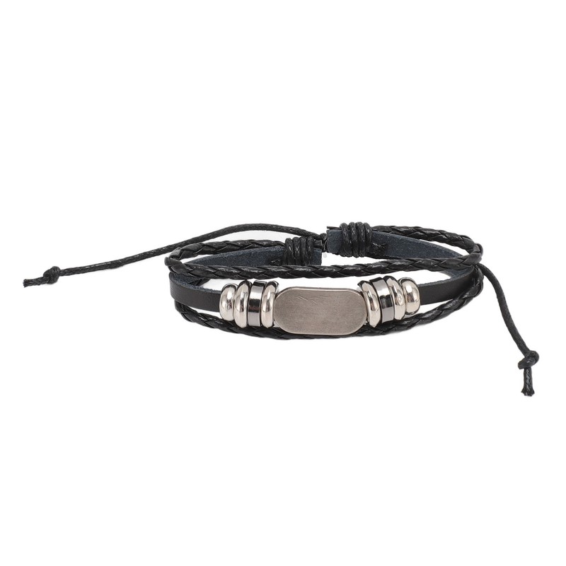 12PCS Braided Faux Leather Bracelet Set Multilayer Vintage Rock Style