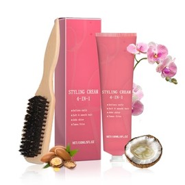Crema de peinado 4 en 1 – Protector del calor, control del encrespamiento, realzador de rizos y suero de brillo | Fórmula ligera para todo tipo de cab