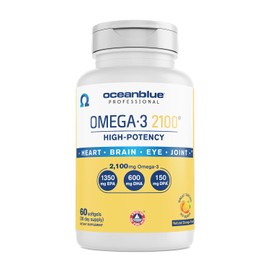 Ocean Blue Omega 3 2100 - Mezcla olénica - Sabor a naranja natural - Sin sabor a pescado, 120 unidades