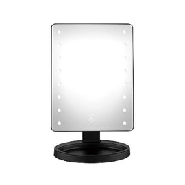 Aleissi | Espejo con Luz Led para Maquillaje con Base Rotacion 360° Negro