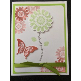 Stampin' Up! Stampin Up Card Kit Set Of 4 “Thoughts Of You Bring Smiles” Apple Green Flower