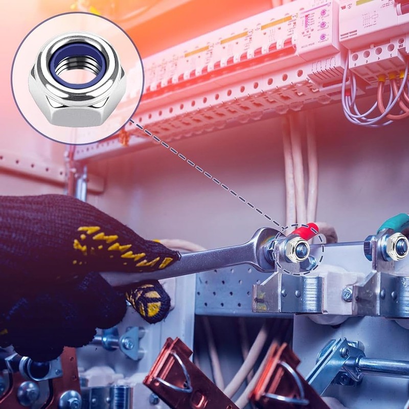 YOYEAH M6 Nuts Stainless Steel, 50 Pieces DIN985 Self-Locking Nuts,