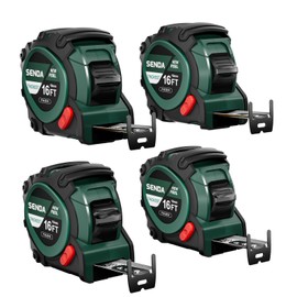SENDATOOLS 4 Pack Tape Measure 16Ft - Heavy Duty Tape Measure with 25mm Wide with Three Stops, High Precision Measuring Tape Retractable Measuring Tape, Rubber for Comfortable Grip, Fraction Markings