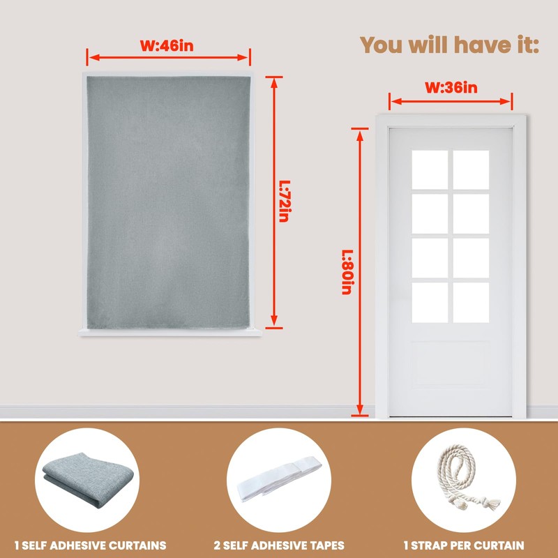 Jilron Adhesive Curtain,100% Blackout Curtains, No Drilling, Suitable for Multi-Scenes