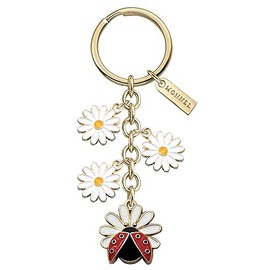 MONNEL Z637 Little Daisy and Ladybug Charms Pendants Keyring Keychain with Velvet Bag for Women (White), Multicolor, 2.1 cm (L) X 0.3 cm (W) X 2.0 cm (H)