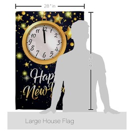 Ornament Collection HS192142-BO-03 Countdown Winter New Year Decorative Vertical House Flag Set, 28"x 40" w/Flagpole, Multi-Color
