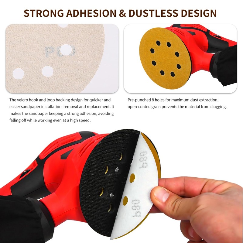 100 pcs Sanding Discs - 5 inch/125 mm, 8 Holes,
