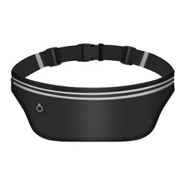 UltraSlim Fanny Packs for Women Men Slim Running Belt Waist Pack Runners Bag Waterproof Money Belt (Black)