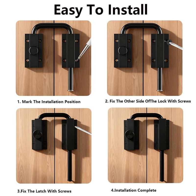 Door Loop Lock Sliding Door Latch Double Door Hook Lock