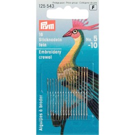 Prym Embroidery Crewel Needles with Golden Eye, Metal, Silver/Gold, 10.9 x 4.9 x 0.02 cm