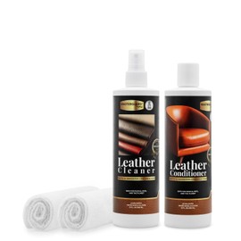 Water Based Solution Leather Cleaner and Conditioner w/ 2 FREE Microfiber Cloths - Premium Saddle Soap for Car Interior, Furniture, Shoes, Boots, Couches, and Purses - Leather Restorer & Conditioner