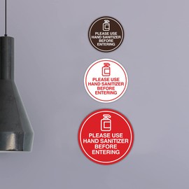 Circle Please Use Hand Sanitizer Before Entering Sign (Blue) - Medium