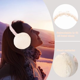 UQTUKO Ear Warmers, Foldable Winter Earmuffs, Adjustable Plush Earmuffs, Warm Cold Protection, Cold Earmuffs for Winter, Riding for Women, Men and Children, White