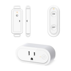 Door Sensor Wireless Remote Control Outlet Switch for Lights & Fans, 100ft Range, Easy to Use, No Interference, Compact Design, No Wiring, 15A/1800W, White