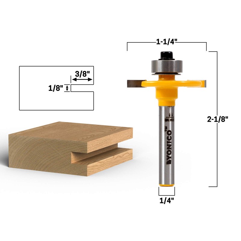 YONICO Slot Cutter Router Bit 1/8-Inch Height X 3/8-Inch Depth