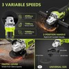 Cordless Angle Grinder, 4-1/2 Inch 3-Speed Brushless Power Grinder with