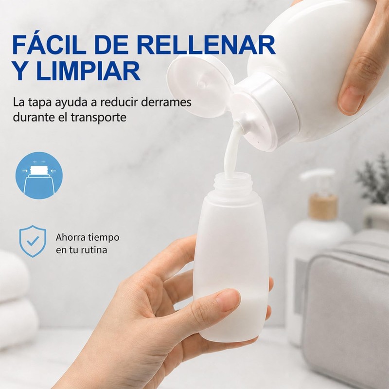 Janety Kit de Viaje con 4 Botellas Recargables Antifugas, Envases