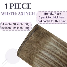 Fshine Hand Tied Genius Weft Hair Extensions Color Chestnut Brown Fading to Platinum Blonde Human Hair Extensions for Women 16 Inch 50g