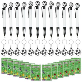 PANTIDE Soccer Party Favor Set - 36PCS Soccer Party Favour with Pens Keychain Pinball Disks, Football Themed Goodie Bags Stuffer Fillers, Football Sport Birthday Gift for Class Rewards School Supplies