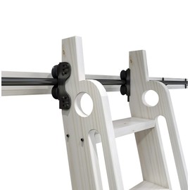 DIYHD 39-3/4" Stand Up Black Rolling Library Hardware,Telescope Sliding Top Roller,Floor Roller with Brake(No Ladder)