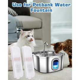 Petbank Cat Water Fountain Filter, 6 Filters + 6 Pre-Filter Sponges, Compatible with Petbank Cat Water Fountain, Multiple Filtration, Isolates Floating Hairs and gets rid of Odors