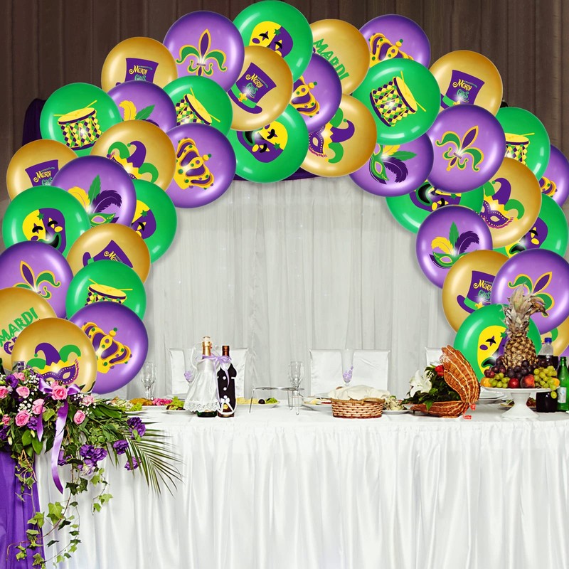 45 Piece Mardi Gras Decorations Mardi Gras Balloons Arch Kit