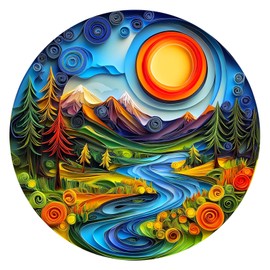 Individz Wooden Puzzle for Adults Children, Unique Animal-shaped Landscape with Sunrise Wooden Puzzle, Creative Birthday Gift for Adults (L-34 x 34 cm, 300 Pieces)