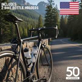 Bike Water Bottle Holder 2-Pack – Easy-Install Cage Fits Most Bicycle Water Bottles – Lightweight & Durable – Made in USA