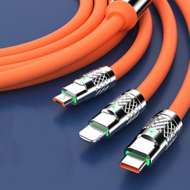 Zunate Multi Ladekabel, 3,94 Fuß 3 in 1 Ladekabel, Universelles USB Kabel, 120 W, Schnelles Laden, Verwicklungssicher, für IOS, für Android, Typ C