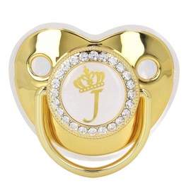 Baby Pacifier Portable Exquisite Alloy Gold Letter Pacifier with Chain Clip for Home Travel J