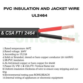 Comdourt 20FT 16 Gauge Wire Automotive, 16 Gauge 2 Conductor Electrical Wire, 16/2 Wire Stranded Tinned Copper Cable for LED Strips Lamps Lighting,UL 2464