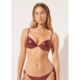 CALZEDONIA Woman's Push Up Swimsuit Top Metallic Skin in Brown, Size S