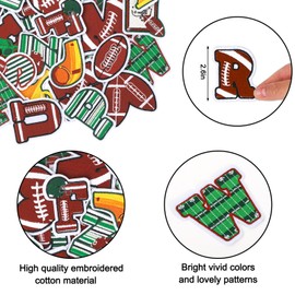 Whaline 26Pcs Football Iron-On Sew-On Patches Cute Alphabet A to Z Heat Transfer Iron Patches Embroidered Cloth Patches Iron on Letters for Superbowl Party DIY Crafts