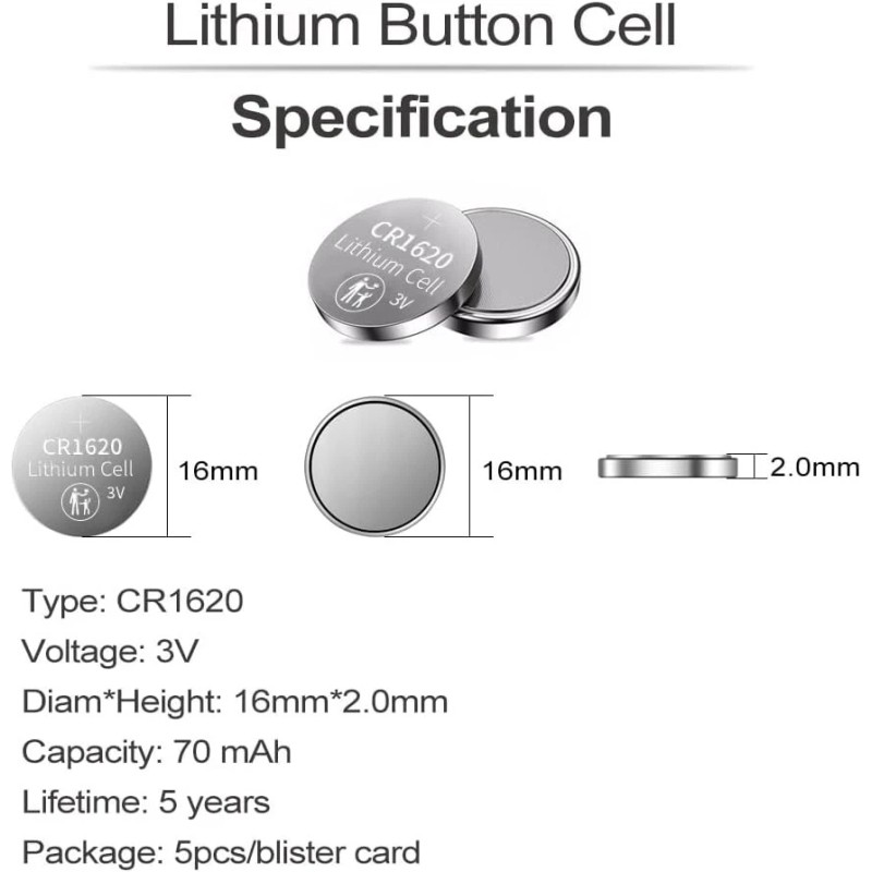 JUNPOWER/PGSONIC 5PCS JUNPOWER /PGSONIC CR2032/CR1620/ - CR1620-5PCS
