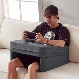 comehealthy Reading Pillow for Gaming, Lap Desk for Laptop, Memory Foam Gaming Pillow for Lap, Lap Laptop Desk with Back Rest Pillow, Lap Cushy Desk for Reading Working or Crocheting(Grey)