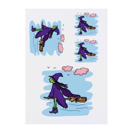 4 x 'Witch Riding On A Broomstick' Temporary Tattoos - Water Resistant, Skin-Safe, Non-Toxic Transfers, Mixed Sizes (TO00082952)