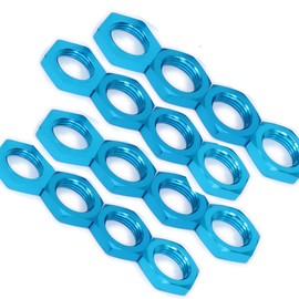 Aluminum 17mm Wheel Nut Thread 1.0mm for 1/7 1/8 RC Model Car ARRMA 6s HSP Redcat Himoto Monster Trucks Off Road Buggy Upgraded Parts 16 pcs/Set (Blue)