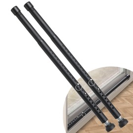 DIIG Sliding Door Security Bar 2packs，17.7-50.5inch Adjustable Locking Window Safety Bar with Rubber Tips,Diameter 1inch Window Security Bar for Home Apartment （Black 2Packs）