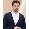 Kallspin Men's Cardigan Sweater Wool Blend Cable Knit V Neck