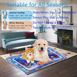2 Packs Thickened Water Sensor Play Mat for Cats,Cat Water Sensor Play Mat Feel Cool and Comfort,Pet Play Water Sensor Mat for Kids,Cats and Dogs,This is a Funny Cat Water Play Mat (Dolphin Design)