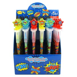 TINYMILLS - 24 crayones apilables de superhéroe arcoíris con tapa con sello