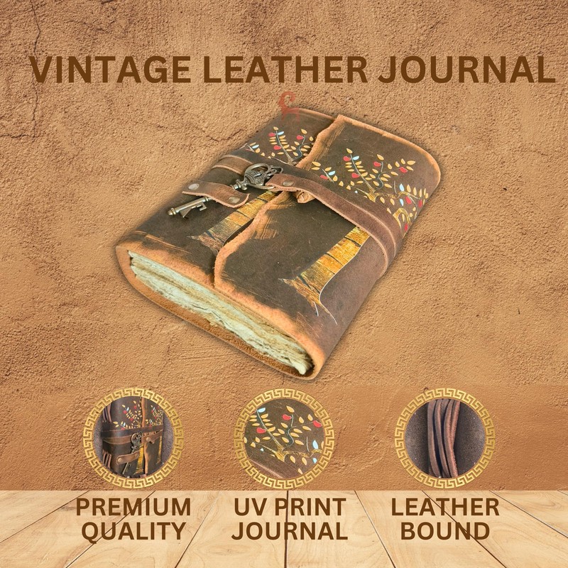 URBAN LEATHER 8 inch Tree for Life Heart Leaves Rustic
