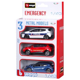 Bburago Maisto France - 30009 - Street Fire - Emergency Forces France – Scale 1/43 Pack of 3 Vehicles