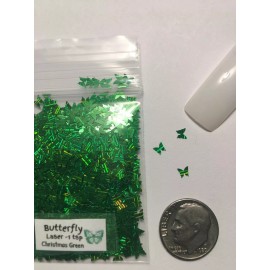 BabyEmma2007 NEW Laser BUTTERFLY (Laser Christmas Green) Glitter 1tsp-4Nail Art Face Craft-US