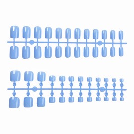 MISUD 48 Pcs Press on Nails Short Square & Press on Toenails Matching Set Glossy Glue on Nails Summer Blue Beach Fake Nails Supplies Pure Color Acrylic Nails Kit False Toe Nails Art with Design DIY