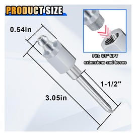 Grease Gun Needle Tip, Narrow Grease Needle Nozzle Adapter with 1/8 Inch NPT Threads, Hardened Steel Grease Gun Fitting, Needle Nose Grease Dispenser for Lubricating & Hydraulic Fittings (1 Pack)