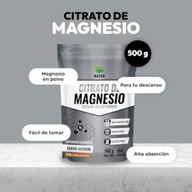 NATSA Citrato de Magnesio 3000mg Premium Polvo 500 g 166 Porciones