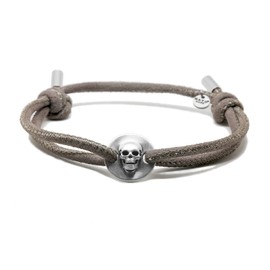 Nato Cuff - Skull Bracelet in 925 Silver - Leather Cord - Men's or Women's Jewellery Handmade in France, Sterling Silver Leather